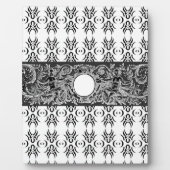 上品な白黒バロックのパターカスタマイズン フォトプラーク (正面)