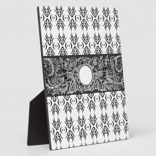 上品な白黒バロックのパターカスタマイズン フォトプラーク (側面)