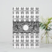 上品な白黒バロックのパターカスタマイズン 便箋 (スタンド正面)
