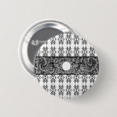 上品な白黒バロックのパターカスタマイズン 缶バッジ (正面&裏面)