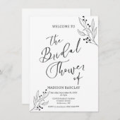上品な白黒ブライダルシャワー 招待状 (正面/裏面)