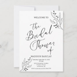 上品な白黒ブライダルシャワー 招待状