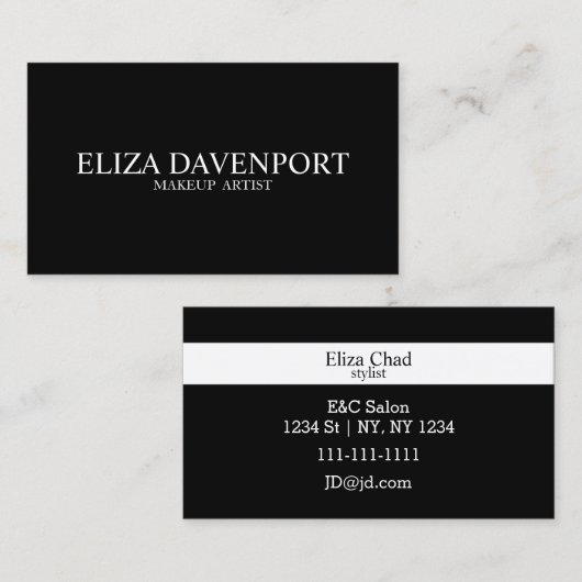 上品な白黒メイクアップアーティストの名刺 名刺 (正面/裏面)