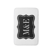 上品な白黒モノグラムのバス・マット バスマット (正面縦)