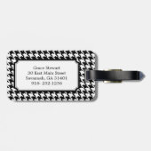 上品な白黒千鳥格子のなパターンモノグラム ラゲッジタグ (裏面横)