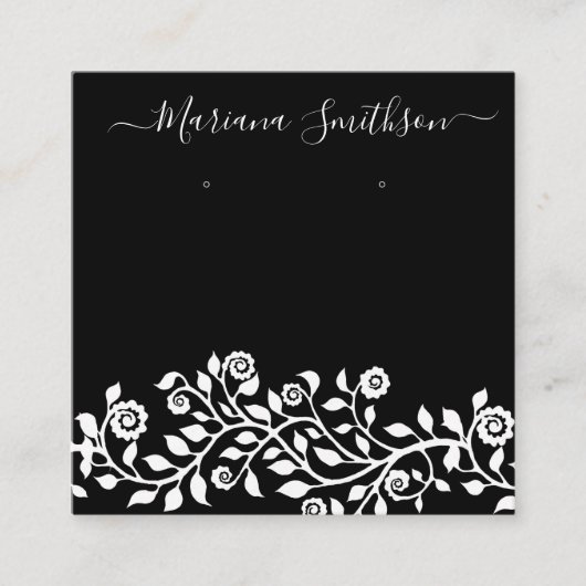 上品な白黒大型イヤリングディスプレイカード スクエア名刺 (正面)