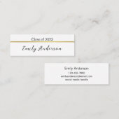 上品な白黒金ゴールド卒業名カード スキニー名刺 (正面/裏面)