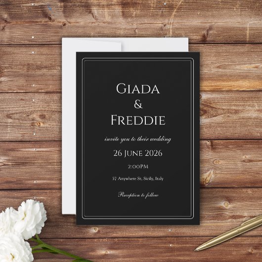 上品な白黒 招待状