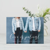 上品な筆記体 愛は忍耐強い 結婚式延期のお知らせ 案内状 (スタンド正面)