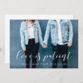 上品な筆記体 愛は忍耐強い 結婚式延期のお知らせ 案内状 (正面/裏面)