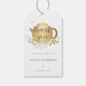 上品な紅茶パーティー金ゴールドブルーフローラ男の赤ちゃんシャワー ギフトタグ (正面)