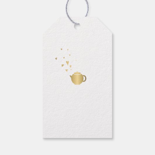 上品な紅茶パーティー金ゴールドブルーフローラ男の赤ちゃんシャワー ギフトタグ (裏面)