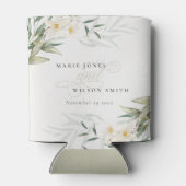 上品な素朴白い緑のフローラバンチ結婚ーズ 缶クーラー (裏面)