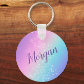 上品な紫と青の《写真》ぼけ味スター、名前またはモノグラム キーホルダー (裏面)