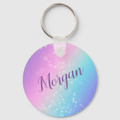上品な紫と青の《写真》ぼけ味スター、名前またはモノグラム キーホルダー (裏面)