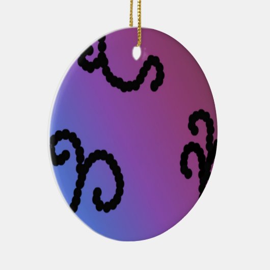 上品な紫と黒のビーズ付き渦巻き セラミックオーナメント (右)