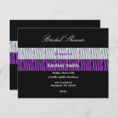 上品な紫と黒のブライダルシャワーの招待 招待状 (正面/裏面)