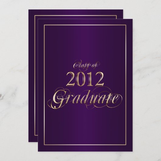 上品な紫色および金ゴールド2012の大学院の招待状 招待状 (正面/裏面)