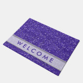 上品な紫色のグリッターの一見の歓迎 ドアマット (アングル)