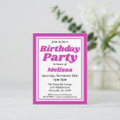 上品な紫色の成人誕生日パーティー インビテーションポストカード (スタンド正面)