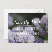 上品な紫色の花の結婚式の日付を保存 案内ポストカード (正面/裏面)