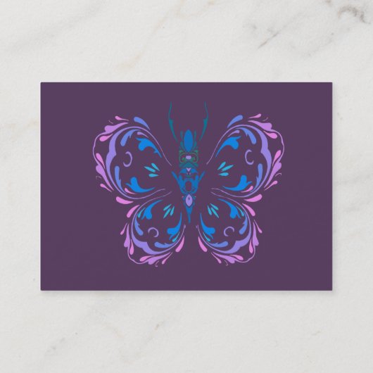 上品な紫色の蝶の変化カウンセリングサービス 名刺 (裏面)