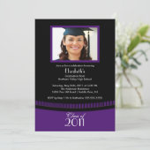 上品な紫色及び黒い卒業の招待状の写真 招待状 (スタンド正面)