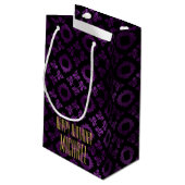 上品な紫色、黒い、および金ゴールド スモールペーパーバッグ (裏面アングル)