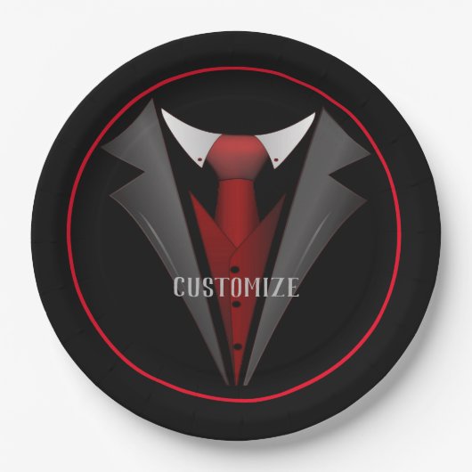 上品な紳士の赤いネクタイ2 ペーパープレート (正面)