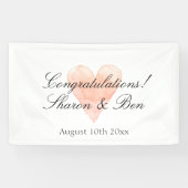 上品な結婚おめでとう旗とハート 横断幕 (横)