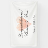 上品な結婚おめでとう旗とハート 横断幕 (縦)