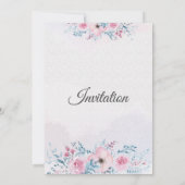 上品な結婚式の招待状, ピンクの水彩画 招待状 (裏面)