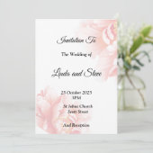 上品な結婚式の招待状、ピンクの花 招待状 (スタンド正面)