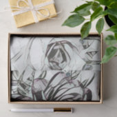 上品な結婚式の白黒のバラの花柄パターン 薄葉紙 (ギフト)