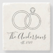 上品な結婚指輪のパーソナライズギフト ストーンコースター (正面)