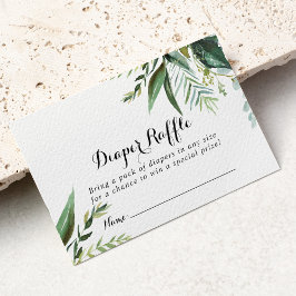 上品な緑のトロピカルおむつラッフルチケット エンクロージャーカード