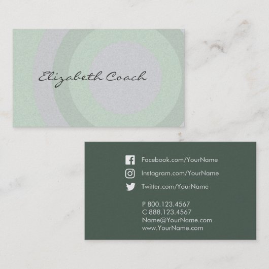 上品な緑の円 名刺 (正面/裏面)