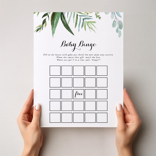 上品な緑の熱帯ベビービンゴシャワーゲーム