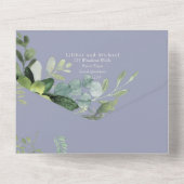 上品な緑の葉の結婚式招待状予算 オールインワン招待状 (裏面)