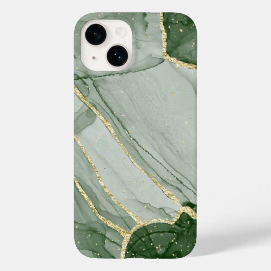 上品な緑の金ゴールド大理石パターンiPhone / アンドロイド Case-Mate iPhoneケース (裏面)