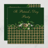 上品な緑及び金ゴールドのセントパトリックの日のパーティー 招待状 (正面/裏面)