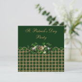 上品な緑及び金ゴールドのセントパトリックの日のパーティー 招待状 (スタンド正面)