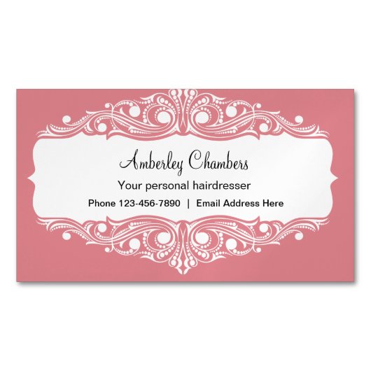 上品な美容師美しいファッション マグネット名刺 (正面)