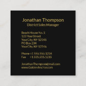 上品な航海の金ゴールドいかりオンブラック スクエア名刺 (裏面)