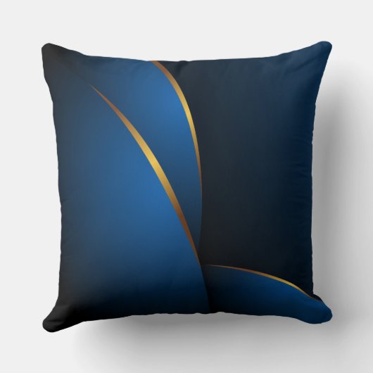 上品な色合いの青と金ゴールド枕 クッション (裏面)