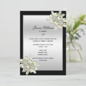 上品な花のダイヤモンド宝石 誕生日 招待状 (スタンド正面)