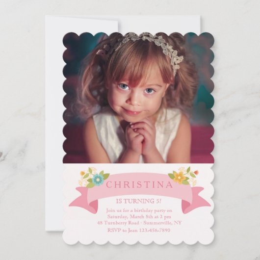 上品な花のフォトインビテーション 招待状 (正面)