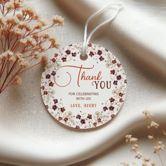 上品な花のベビーシャワー感謝メッセージ フェイバータグ