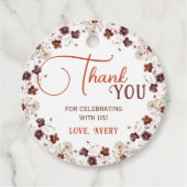 上品な花のベビーシャワー感謝メッセージ フェイバータグ (正面)