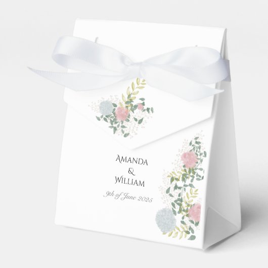 上品な花の水彩 結婚式のゲスト フェイバーボックス (正面サイド)
